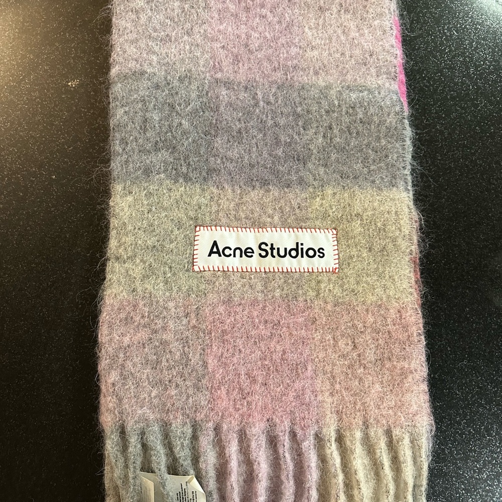 Acne Pink and Gray Wool Scarf - Picture 3 of 4